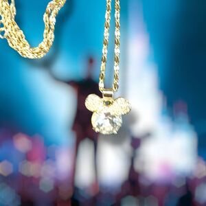 Gold Iced Disney Mickey Mouse Head Necklace Pendant Chain